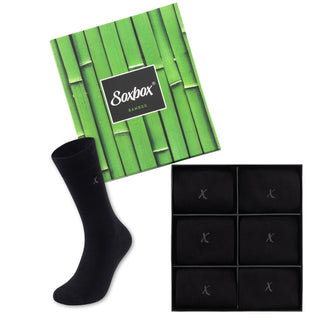 6PK Mens Bamboo Socks Black